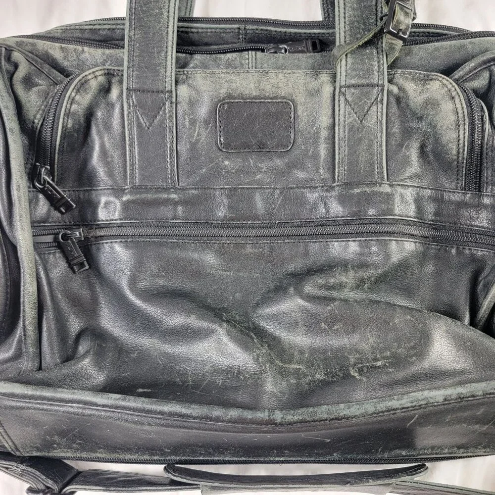 Tumi Alpha Black Leather Expandable Organizer Briefcase Bag - Picture 3 of 9